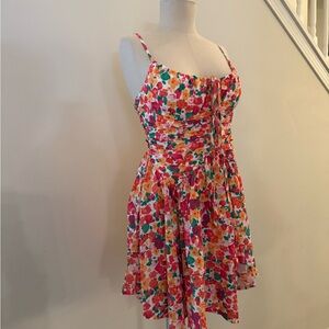 Princess Polly Floral Mini Dress in White, Pink, Orange, Green